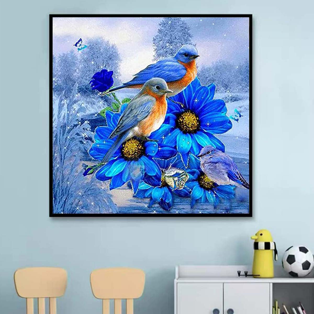 5D DIY Diamond Painting Flowers Birds Kit Home Decor 20x20cm Frameless