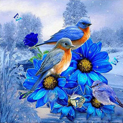 5D DIY Diamond Painting Flowers Birds Kit Home Decor 20x20cm Frameless