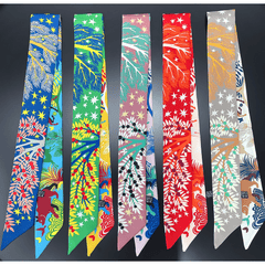 Bear & Leaf Neckerchief Casual Long Hair Ribbon Skinny Scarf