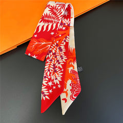 Bear & Leaf Neckerchief Casual Long Hair Ribbon Skinny Scarf