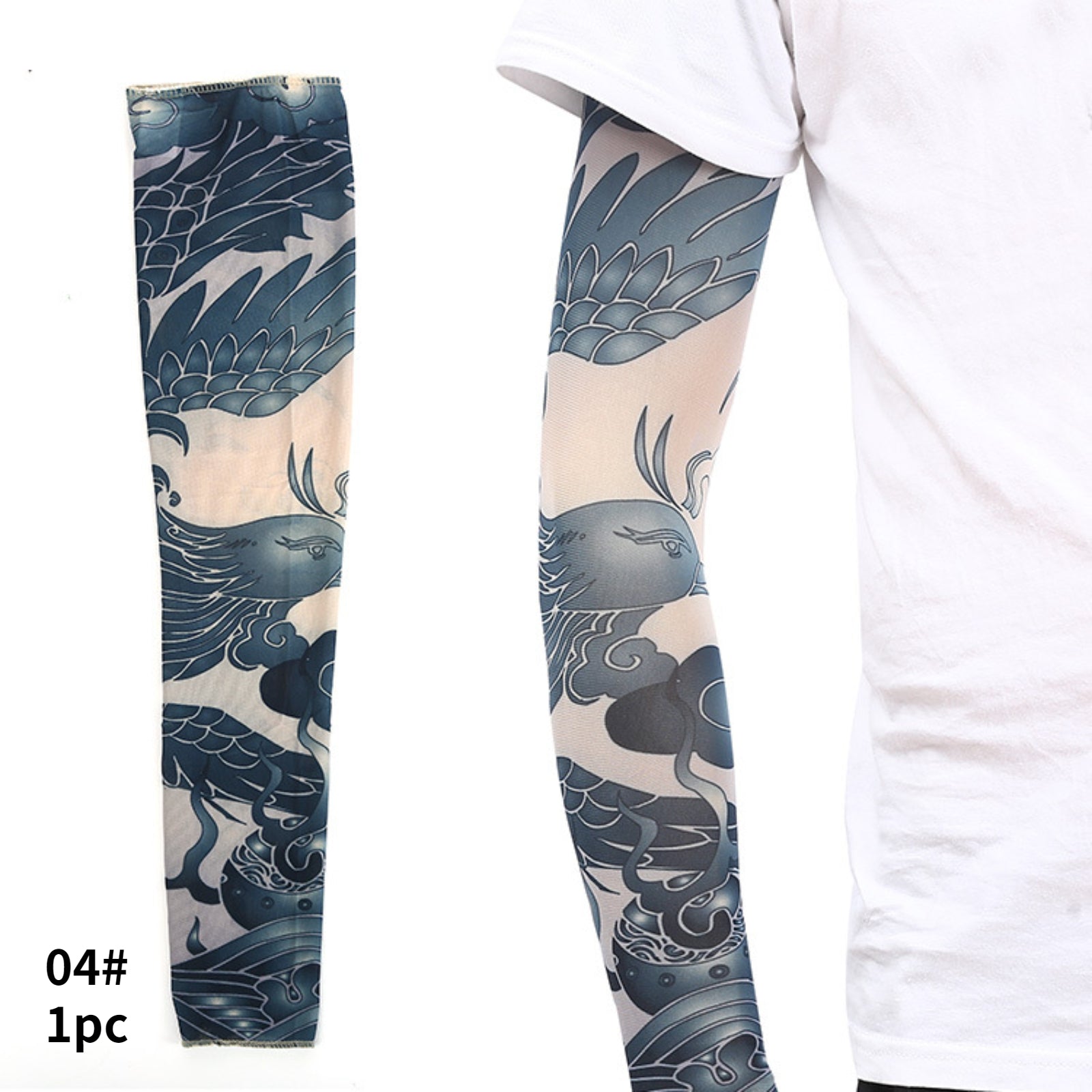 Art Tattoo Gloves UV Sun Protection Compression Arm Sleeves