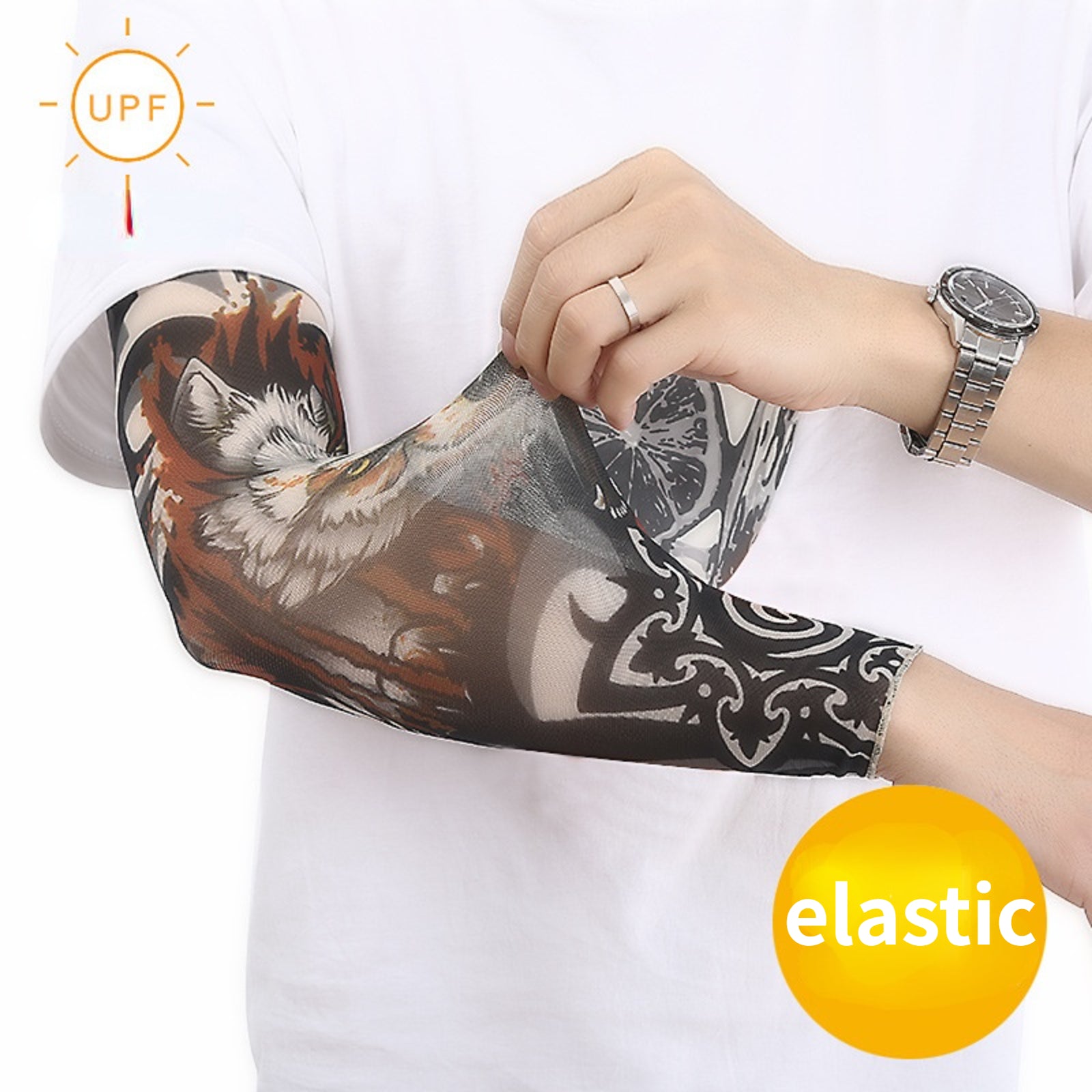 Art Tattoo Gloves UV Sun Protection Compression Arm Sleeves