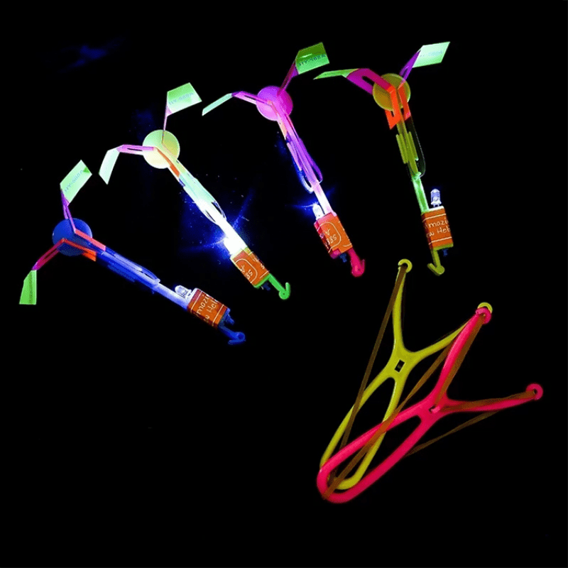 10pcs Glow in the Dark Flying Rocket Slingshot Toy For Kids