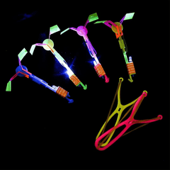 10pcs Glow in the Dark Flying Rocket Slingshot Toy For Kids