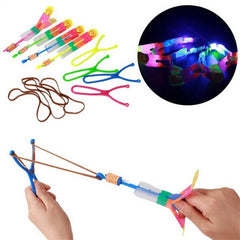 10pcs Glow in the Dark Flying Rocket Slingshot Toy For Kids