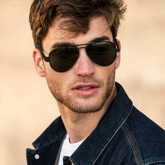 Men's Aviator Polarized Sunglasses Vintage Metal Pilot Sun Glasses