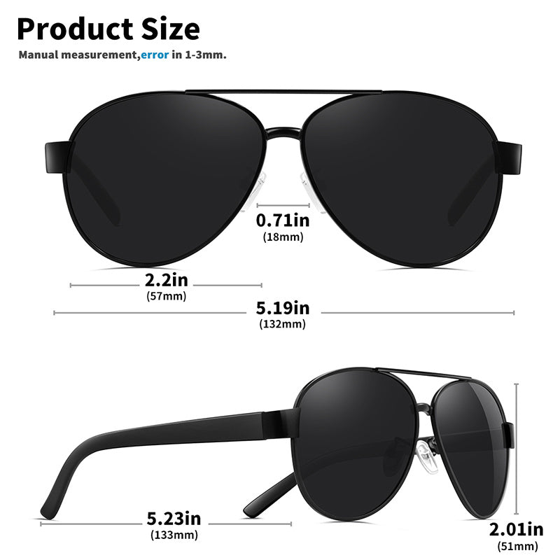 Men's Aviator Polarized Sunglasses Vintage Metal Pilot Sun Glasses