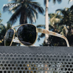 Men's Aviator Polarized Sunglasses Vintage Metal Pilot Sun Glasses