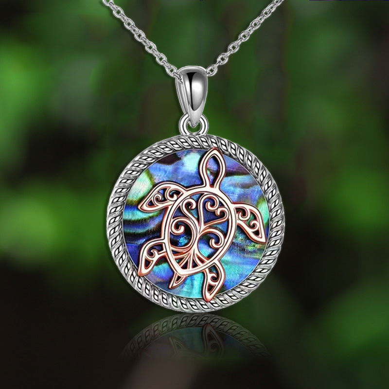 Round Turtle Pendant Necklace Decorative Accessories Gift For Girls