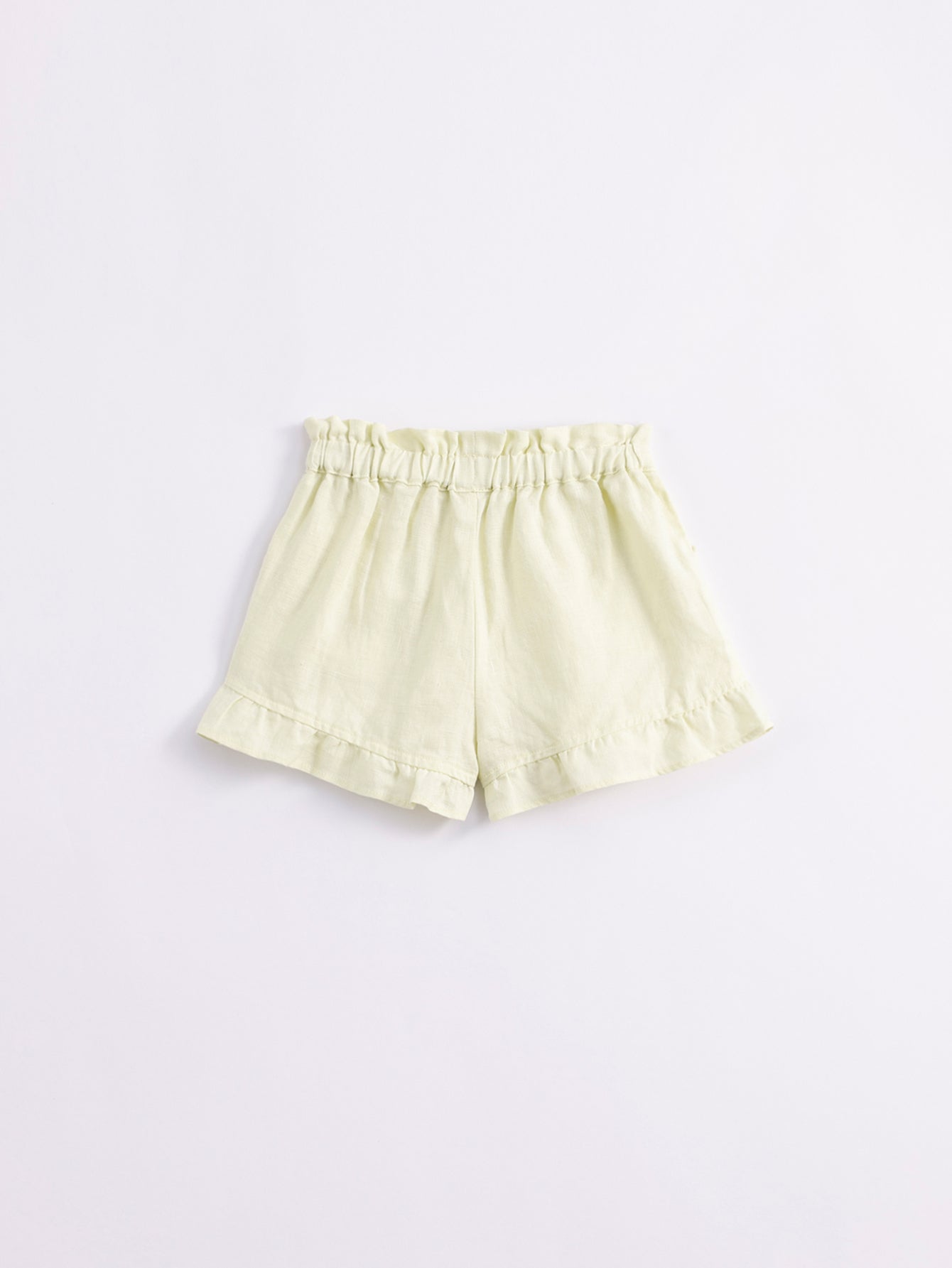 Girls Linen Shorts With Bow Tie Lace Waist Pants