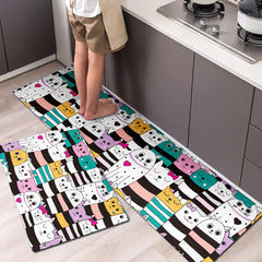 Cat Kitchen Floor Mat Cartoon Oilproof Waterproof Floor Mat Kitchen Mat