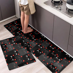 Cat Kitchen Floor Mat Cartoon Oilproof Waterproof Floor Mat Kitchen Mat