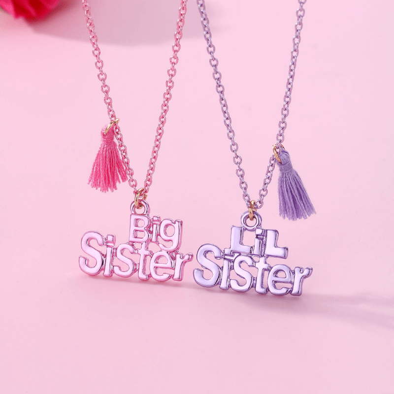 2pcs Cartoon SISTER Tassel BFF Necklace Gift For Friends Girls Accessories