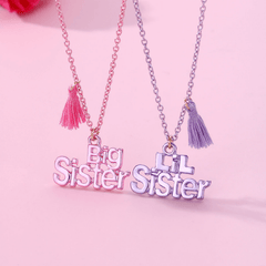 2pcs Cartoon SISTER Tassel BFF Necklace Gift For Friends Girls Accessories