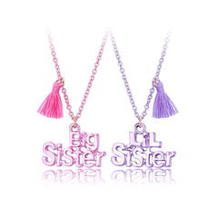 2pcs Cartoon SISTER Tassel BFF Necklace Gift For Friends Girls Accessories