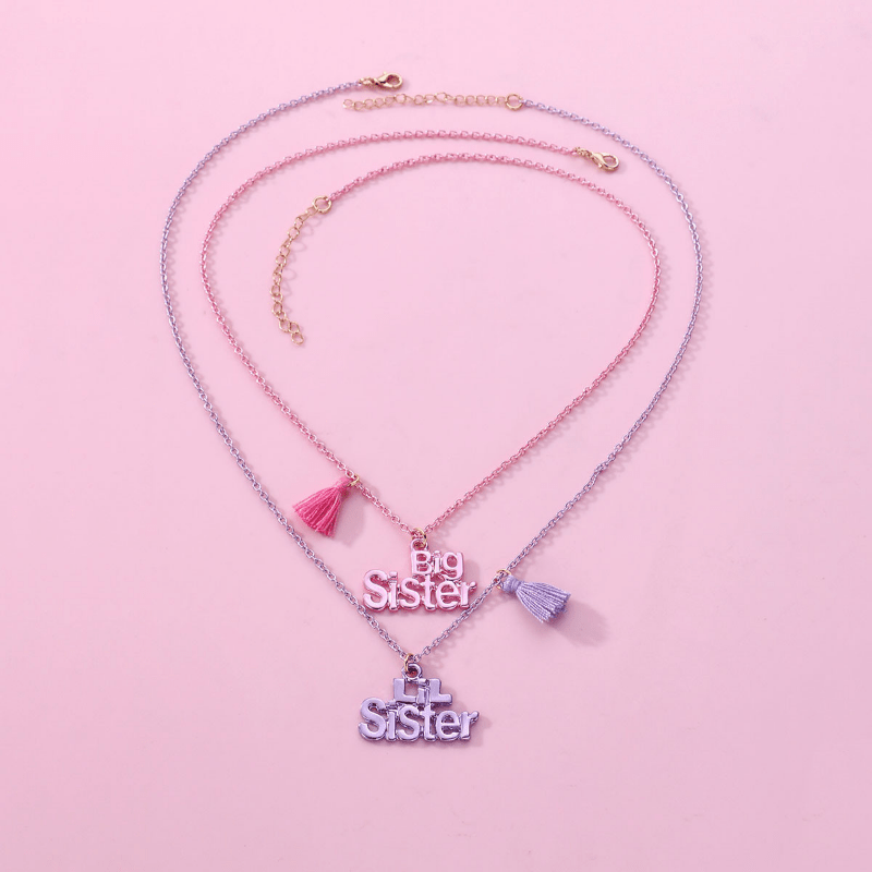 2pcs Cartoon SISTER Tassel BFF Necklace Gift For Friends Girls Accessories