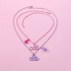 2pcs Cartoon SISTER Tassel BFF Necklace Gift For Friends Girls Accessories
