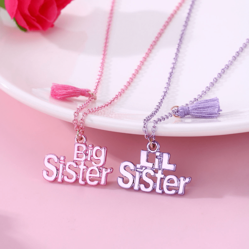 2pcs Cartoon SISTER Tassel BFF Necklace Gift For Friends Girls Accessories