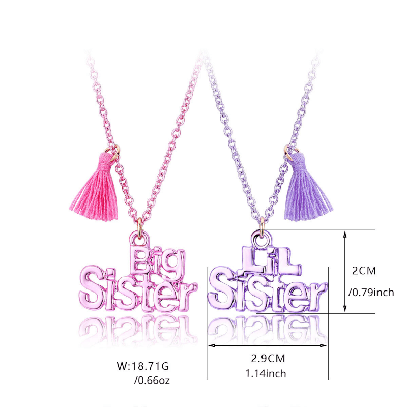 2pcs Cartoon SISTER Tassel BFF Necklace Gift For Friends Girls Accessories