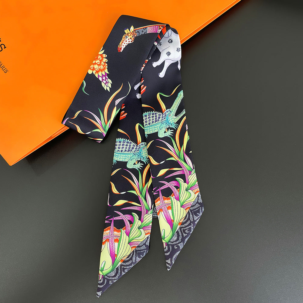 Elephant Pattern Neckerchief Long Skinny Scarf Headband Sash