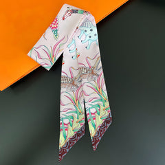 Elephant Pattern Neckerchief Long Skinny Scarf Headband Sash