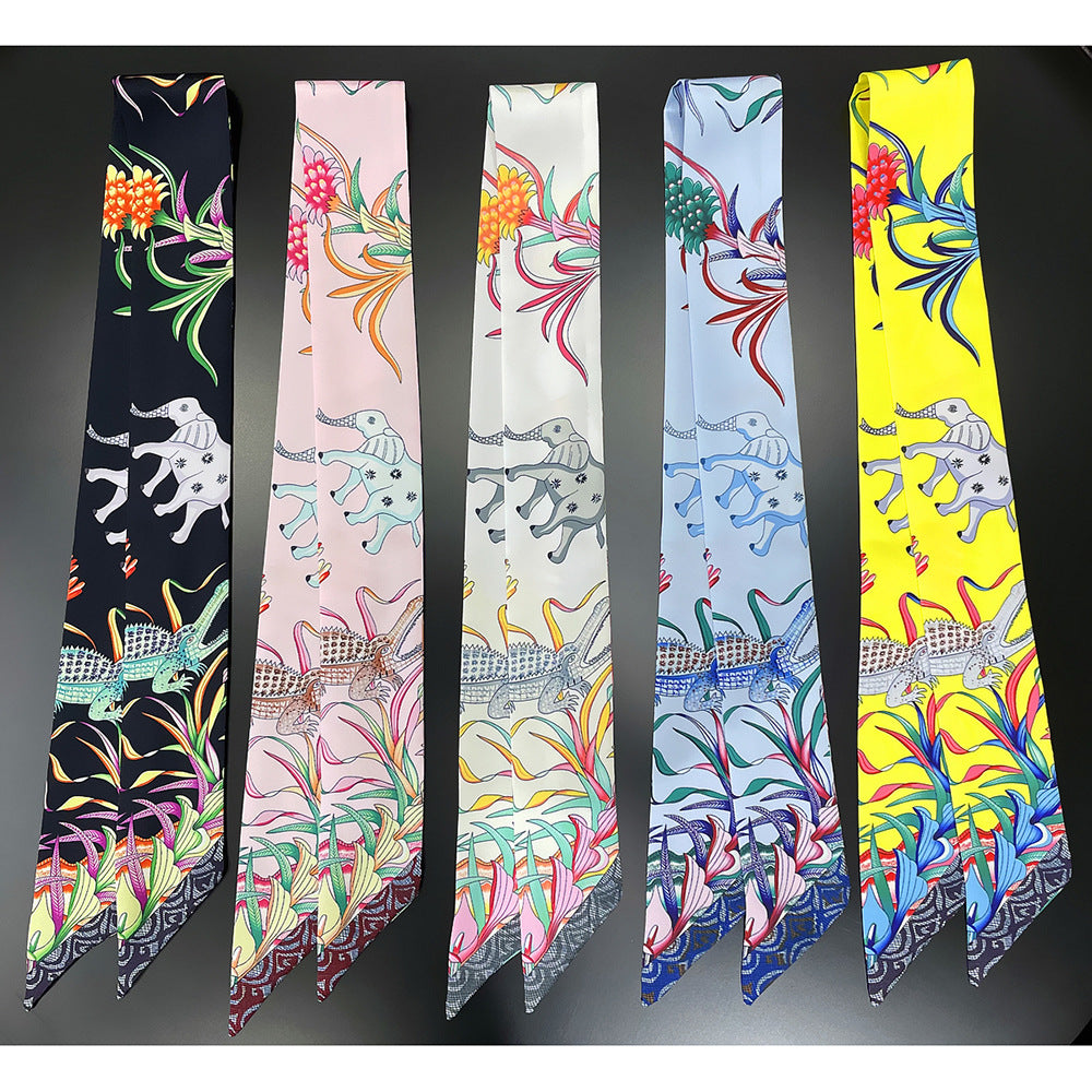 Elephant Pattern Neckerchief Long Skinny Scarf Headband Sash