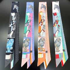 Skinny Scarf Classic Print Ribbon Neckerchief Twilly Scarf Long Hair Ribbon