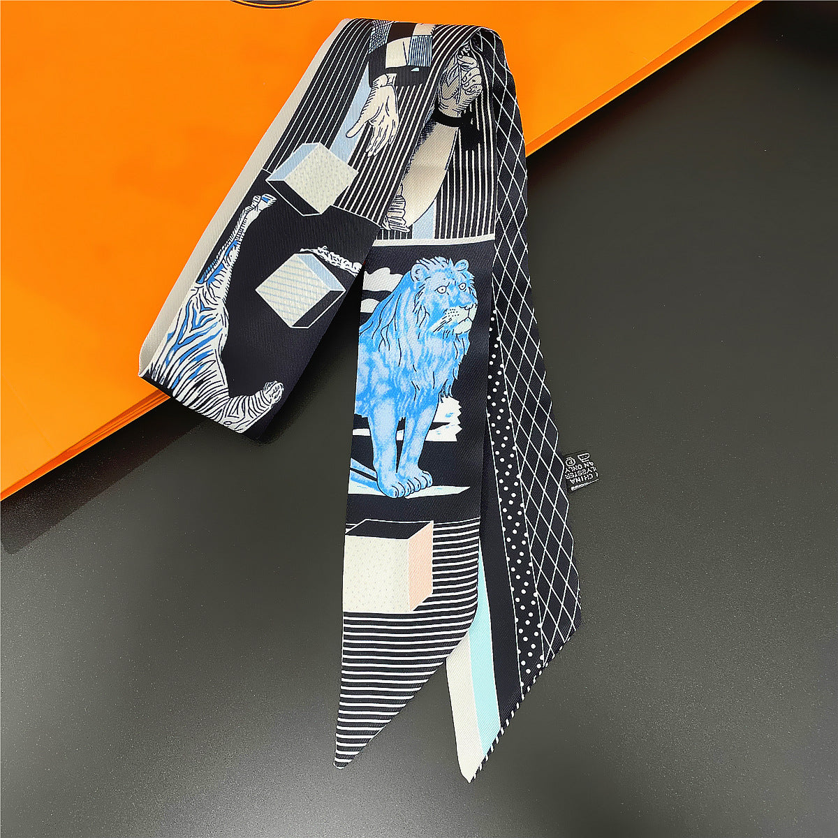 Skinny Scarf Classic Print Ribbon Neckerchief Twilly Scarf Long Hair Ribbon