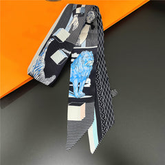 Skinny Scarf Classic Print Ribbon Neckerchief Twilly Scarf Long Hair Ribbon