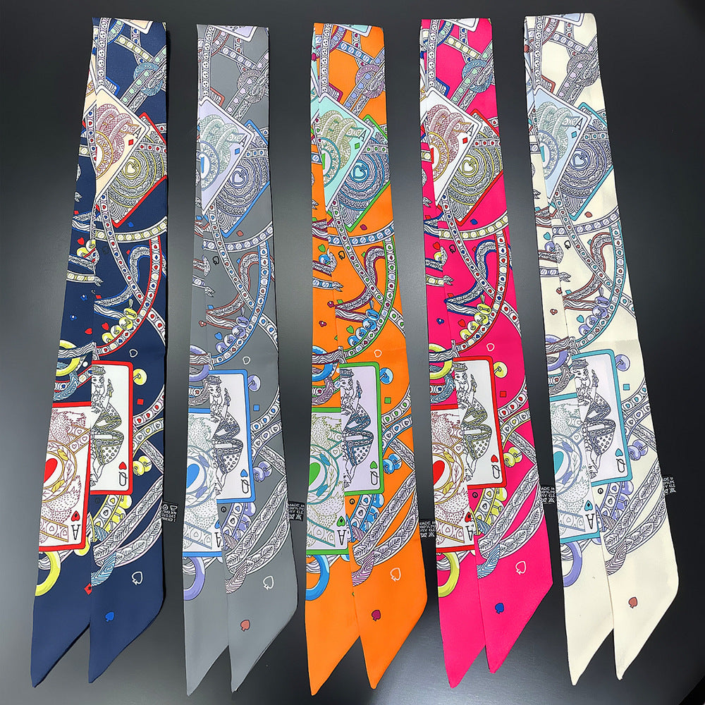 Graphic Neckerchief Long Ribbon Skinny Scarf Headband Sash Belt