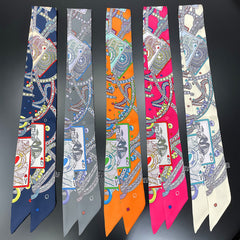 Graphic Neckerchief Long Ribbon Skinny Scarf Headband Sash Belt