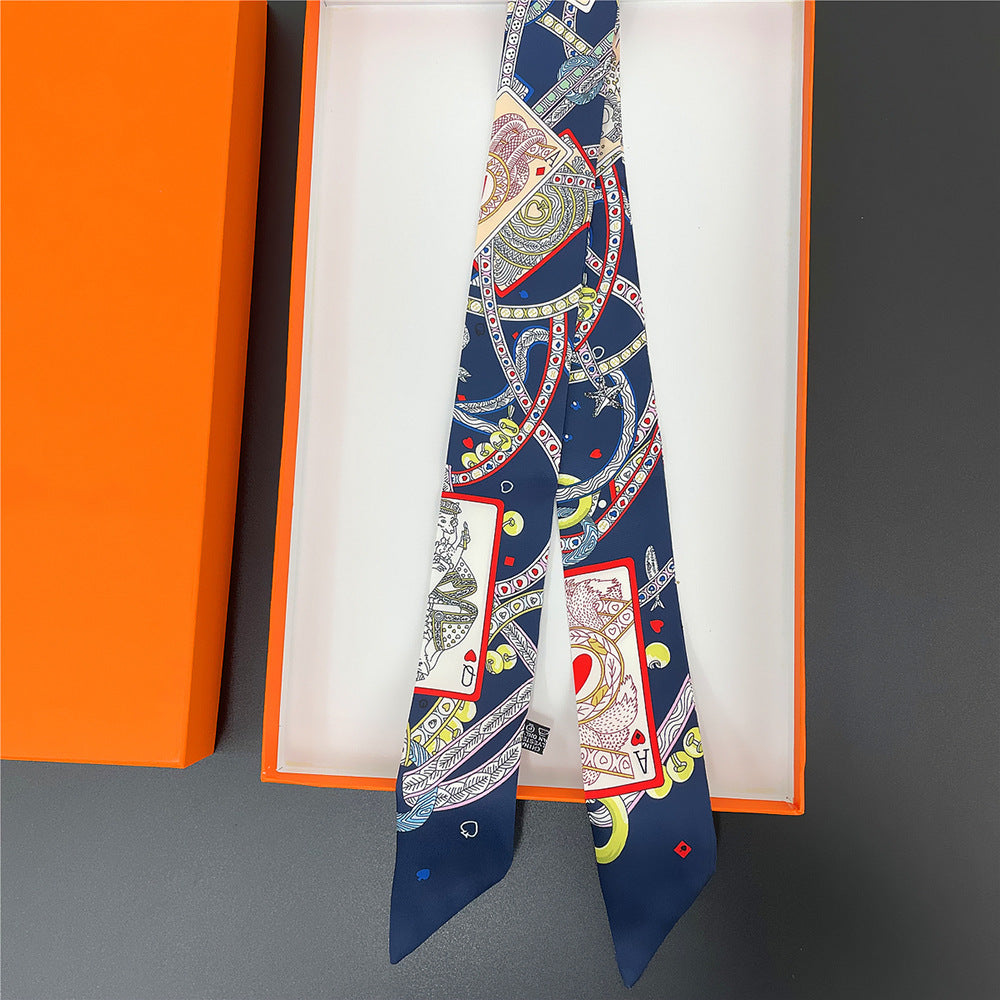 Graphic Neckerchief Long Ribbon Skinny Scarf Headband Sash Belt