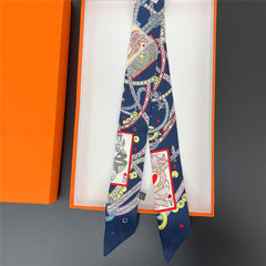 Graphic Neckerchief Long Ribbon Skinny Scarf Headband Sash Belt
