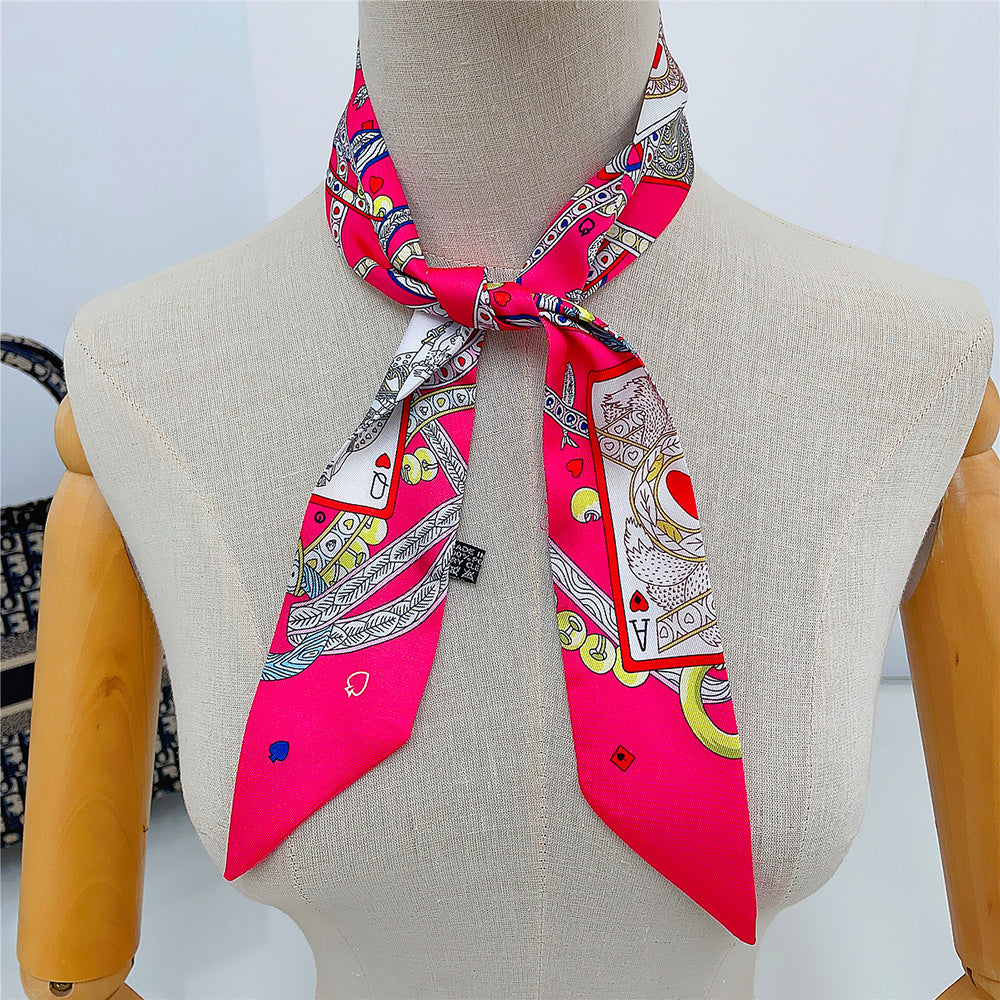 Graphic Neckerchief Long Ribbon Skinny Scarf Headband Sash Belt