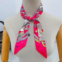 Graphic Neckerchief Long Ribbon Skinny Scarf Headband Sash Belt