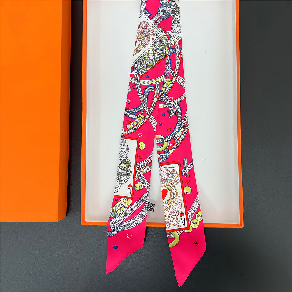 Graphic Neckerchief Long Ribbon Skinny Scarf Headband Sash Belt