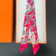 Graphic Neckerchief Long Ribbon Skinny Scarf Headband Sash Belt