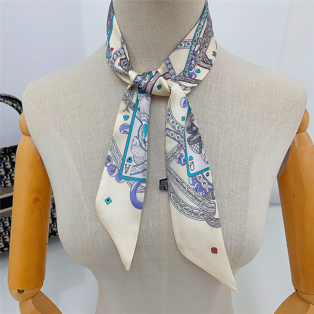 Graphic Neckerchief Long Ribbon Skinny Scarf Headband Sash Belt