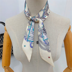 Graphic Neckerchief Long Ribbon Skinny Scarf Headband Sash Belt