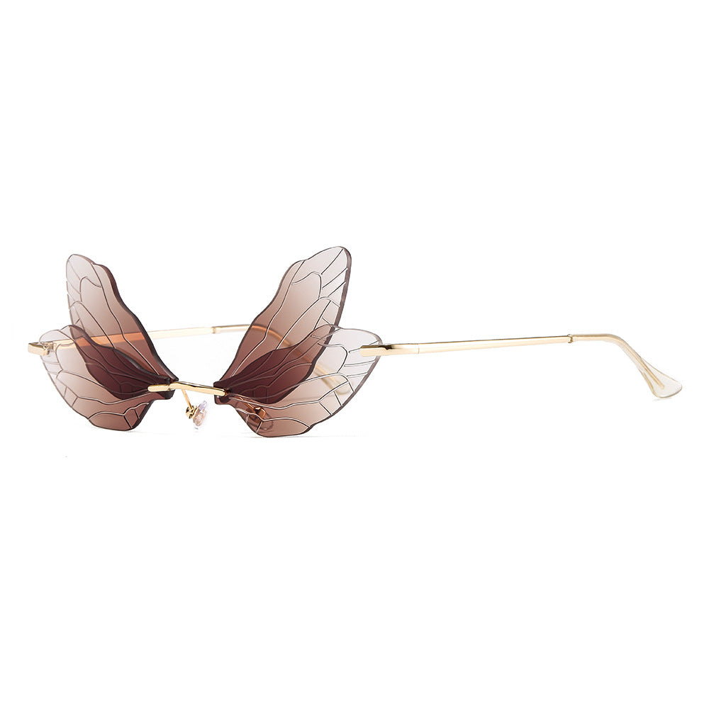 Y2K Dragonfly Rimless Sunglasses UV400