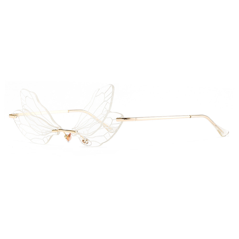 Y2K Dragonfly Rimless Sunglasses UV400