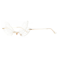 Y2K Dragonfly Rimless Sunglasses UV400