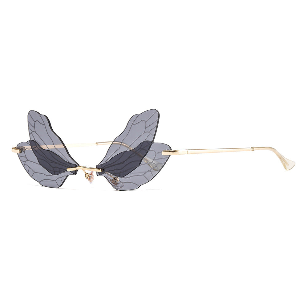 Y2K Dragonfly Rimless Sunglasses UV400
