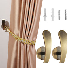 2pcs Metal Curtain Hooks & Holdbacks for Easy Drapery Hanging