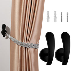2pcs Metal Curtain Hooks & Holdbacks for Easy Drapery Hanging