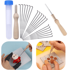 20PCS Felting Kit with Needles, Handle, Storage Tube - DIY Felting Crafts Tools