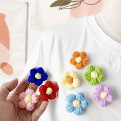 10 Hand Knitted Crochet Flowers Diy Brooch Hairpin Clothing Decor