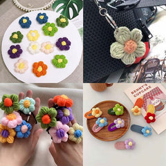 10 Hand Knitted Crochet Flowers Diy Brooch Hairpin Clothing Decor