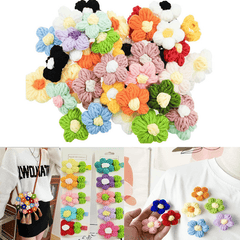 10 Hand Knitted Crochet Flowers Diy Brooch Hairpin Clothing Decor