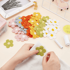 5pcs Embroidery Flowers Patches Sew On Appliques DIY Hair Clip Decor Supplies